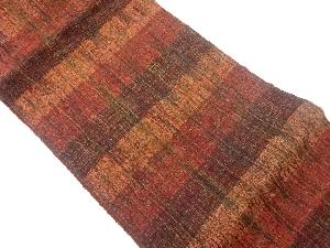 手織り紬横段に縞模様織出し名古屋帯